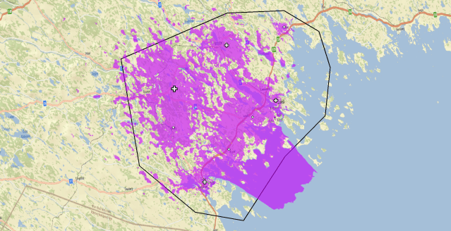 Figure 3: Indoor coverage map when no delays are assigned to the transmitters.